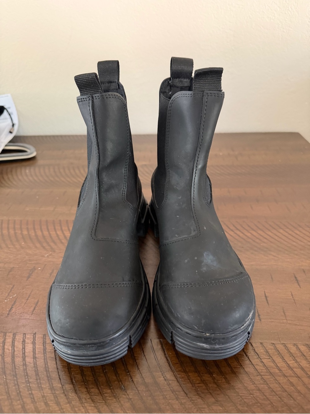 Ganni Black Chelsea Combat Boots